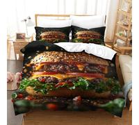 HMRKOEPGX Hamburger 3D Sets Housse De Couette Microfibre Nourriture 3 Pcs Literie Adulte Famille Collection Single(140x200cm)