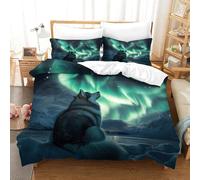 HMRKOEPGX Husky de Sibérie 3D Sets Housse De Couette en Microfibre Chiot 3 Pcs Literie pour Enfants Famille Collection Single(140x200cm)