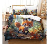 HMRKOEPGX Jungle Renard 3D Sets Housse De Couette en Microfibre Faune 3 Pcs Literie Enfant Garçon Chambre Décor Single(140x200cm)