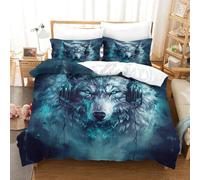 HMRKOEPGX Loup 3D Sets Housse De Couette en Microfibre Faune 3 Pcs Literie Enfant Garçon Chambre Décor Double（200x200cm）