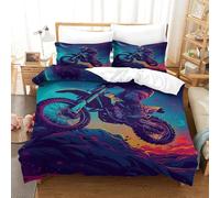 HMRKOEPGX Moto Tout-Terrain 3D Sets Housse De Couette Microfibre MotorCroix 3 Pcs Housse De Couette pour Enfants Chambre Décor Double（200x200cm）