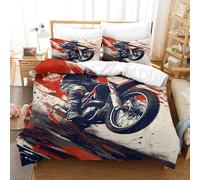 HMRKOEPGX Moto Tout-Terrain 3D Sets Housse De Couette Microfibre MotorCroix 3 Pcs Imprimé Literie pour Enfants Chambre Décor Double(200x200cm)
