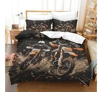 HMRKOEPGX Moto Tout-Terrain 3D Sets Housse De Couette Microfibre MotorCroix 3 Pcs Literie pour Enfants Famille Collection Single(140x200cm)