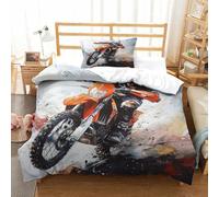 HMRKOEPGX Motocross 3D Sets Housse De Couette en Microfibre Sports de Montagne 2 Pcs Housse De Couette Adolescent Chambre Décor Single(135x200cm)