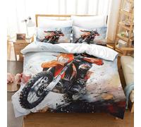 HMRKOEPGX Motocross 3D Sets Housse De Couette en Microfibre Sports de Montagne 3 Pcs Housse De Couette Enfant Garçon Famille Collection Single(140x200cm)