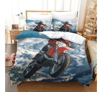 HMRKOEPGX Motocross 3D Sets Housse De Couette en Microfibre Sports de Montagne 3 Pcs Literie pour Enfants Famille Collection King(220x240cm)
