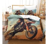 HMRKOEPGX Motocross 3D Sets Housse De Couette Microfibre Sports de Montagne 3 Pcs Housse De Couette pour Adultes Enfants Filles Chambre Décor Single(140x200cm)