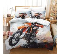 HMRKOEPGX Motocross 3D Sets Housse De Couette Microfibre Sports de Montagne 3 Pcs Imprimé Literie pour Adultes Enfants Filles Chambre Décor Double(200x200cm)