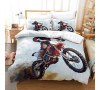 HMRKOEPGX Motocross 3D Sets Housse De Couette Microfibre Sports de Montagne 3 Pcs Imprimé Literie pour Adultes Enfants Filles Chambre Décor Single(140x200cm)
