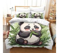 HMRKOEPGX Panda 3D Sets Housse De Couette en Microfibre Animal 3 Pcs Literie Adulte Chambre Décor King(220x240cm)