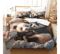 HMRKOEPGX Panda 3D Sets Housse De Couette en Microfibre Animal 3 Pcs Literie Adulte Famille Collection King(220x240cm)