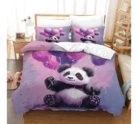 HMRKOEPGX Panda 3D Sets Housse De Couette en Microfibre Animal 3 Pcs Literie pour Adultes Enfants Filles Famille Collection Single(140x200cm)