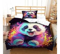 HMRKOEPGX Panda 3D Sets Housse De Couette Microfibre Animal 2 Pcs Housse De Couette pour Enfants Chambre Décor Single(135x200cm)
