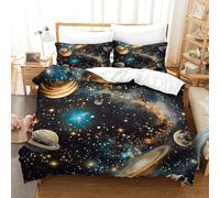 HMRKOEPGX Planètes cosmiques 3D Sets Housse De Couette en Microfibre Espace 3 Pcs Literie pour Adultes Enfants Filles Chambre Décor Single(140x200cm)