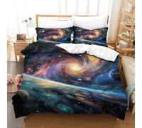 HMRKOEPGX Planètes cosmiques 3D Sets Housse De Couette Microfibre Espace 3 Pcs Literie Adolescent Famille Collection Single(140x200cm)