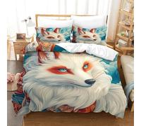 HMRKOEPGX Renard 3D Sets Housse De Couette en Microfibre Animal 3 Pcs Housse De Couette pour Adultes Enfants Filles Chambre Décor Double(200x200cm)