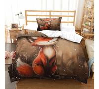 HMRKOEPGX Renard 3D Sets Housse De Couette Microfibre Animal 2 Pcs Housse De Couette pour Enfants Chambre Décor Single(135x200cm)
