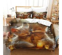 HMRKOEPGX Renard 3D Sets Housse De Couette Microfibre Animal 3 Pcs Housse De Couette Enfant Garçon Famille Collection Single(140x200cm)