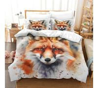 HMRKOEPGX Renard 3D Sets Housse De Couette Microfibre Animal 3 Pcs Imprimé Literie Adulte Famille Collection Double(200x200cm)