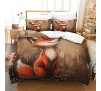HMRKOEPGX Renard 3D Sets Housse De Couette Microfibre Animal 3 Pcs Imprimé Literie pour Adultes Enfants Filles Chambre Décor Single(140x200cm)