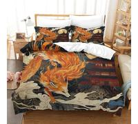 HMRKOEPGX Renard 3D Sets Housse De Couette Microfibre Animal 3 Pcs Imprimé Literie pour Enfants Famille Collection Double(200x200cm)