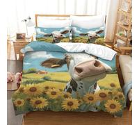 HMRKOEPGX Vache 3D Sets Housse De Couette en Microfibre Animal 3 Pcs Literie Adulte Famille Collection Single(140x200cm)