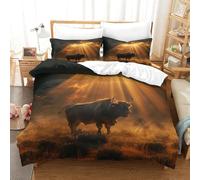 HMRKOEPGX Vache des Highlands 3D Sets Housse De Couette Microfibre Animal 3 Pcs Housse De Couette Enfant Garçon Famille Collection King(220x240cm)