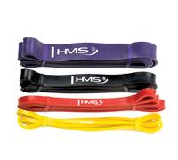 HMS Fitness GU05 SET Übungsband Gummi Schwarz, Lila, Rot, Gelb