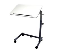 HMS-Vilgo Table de lit AC207 - Grand Plateau Blanc inclinable et réglable en Hauteur, piètrement en U, 2 roulettes à Freins