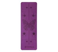 HMS YM10 Tapis de yoga double couche TPE Violet 182 x 61 cm | Surface antidérapante, avec sangle de transport et housse, 0,8 cm d'épaisseur, pour l'intérieur et l'extérieur