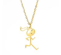 Hmsanase Collier Pendentif Argent Bijoux Hommes Femmes Necklace Collier Pendentif Coureur Fille Pour Femmes Filles Marathon Pour Courir Collier Sport Esprit Piste Athlètes Cadeau Couleur Or