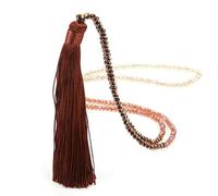 Hmsanase Collier Pendentif Argent Bijoux Hommes Femmes Necklace Collier Pendentif Long Pompon Bohème pour Femme Marron