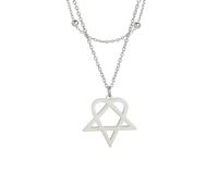 Hmsanase Collier Pendentif Argent Bijoux Hommes Femmes Necklace Heartagram Star Pendentif Collier Coeur Chaîne Pentagonale Collier pour Femmes Couple Style2S