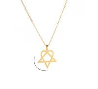 Hmsanase Collier Pendentif Argent Bijoux Hommes Femmes Necklace Heartagram Star Pendentif Collier Coeur Chaîne Pentagonale Collier pour Femmes Couple Style1G