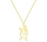 Hmsanase Collier Pendentif Argent Bijoux Hommes Femmes Necklace Mignon Bouledogue Pendentif Collier Couleur Or