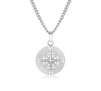Hmsanase Fascinant Collier Pendentif Argent Bijoux Hommes Femmes Necklace Boussole Pendentif Collier Style Punk Non Décoloration Hip-Hop Collier Zj9709