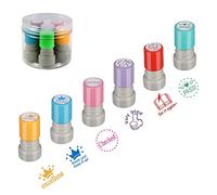 Hmseng Tampons enseignants,6 pcs Auto-encreurs Tampon Encreur Enfant, Tampon enfant,Tampon Smiley pour la Motivation et Encourager les Élèves-Design2