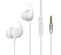 Hmusic Écouteurs de Sommeil filaires, Ultra légers en Silicone Souple de 3,5 mm avec Micro pour Le Sommeil latéral, Le Yoga, Les Voyages, la méditation (Blanc)