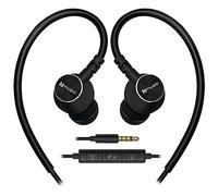 Hmusic Écouteurs de Sport filaires avec Microphone, Prise 3,5 mm, Coque en métal Écouteurs avec Crochet pour Le Sport, la Course, l'entraînement, l'exercice, la Gym (Noir)