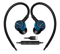 Hmusic Écouteurs de Sport filaires avec Microphone, USB de Type C, Coque en métal Écouteurs avec Crochet pour Le Sport, la Course, l'entraînement, l'exercice, la Gym (Vert)