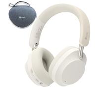 Hmusic MS04 - Casque réduction de Bruit Active, Pliable, 80h d’Autonomie, câble AUX 3,5 mm, ENC 2 micros pour Appels Clairs, Casque Audio Bluetooth sans Fil pour Jeux/Voyage/Travail, Blanc