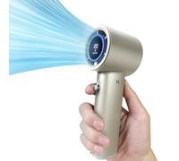 HmXiansen Ventilateur portable - Mini ventilateur turbo réglable à 100 vitesses, batterie rechargeable de 5000 mAh, corps en métal et affichage numérique, ventilateur de bureau personnel pour (Golden)
