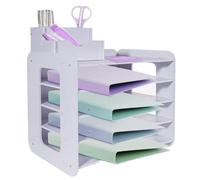 HMXLJJY Bac à courrier à 5 niveaux, organiseur de papier A4, plateau de fichiers de bureau, organiseur de fichiers de bureau avec classement empilable, organiseur de papier de bureau avec porte-stylo