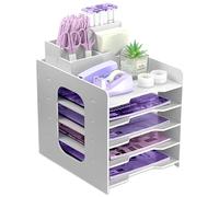 HMXLJJY Bac à courrier A4 - Bac de classement de bureau à 5 niveaux - Organiseur de bureau avec plateau de classement empilable - Organiseur de papier de bureau avec porte-stylo (blanc)