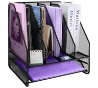 HMXLJJY Organiseur de bureau en maille avec tiroir coulissant, bac à courrier en papier avec 4 sections, porte-documents, porte-revues en métal pour fournitures de bureau