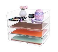 HMXLJJY Organiseur de papier Bac à courrier, Organiseur de bureau empilable, Organiseur de fichiers transparent pour bureau, Organiseur de bureau pour fichiers papier, iPad, lettre, fichier bureau A4