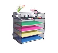 HMXLJJY Plateau de rangement à 5 niveaux avec poignée - Organiseur de bureau en maille - Plateau de rangement de documents pour dossiers A4 - Noir