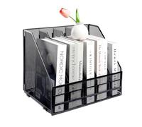 HMXLJJY Porte-revues en maille métallique A4, porte-documents de bureau à 5 compartiments, pour ranger le bureau, organiseur de papier, 5 compartiments, noir