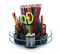 HMXLJJY Porte-stylos pour bureau, organiseur de bureau rotatif en maille métallique, organiseurs de bureau et accessoires, fournitures de bureau