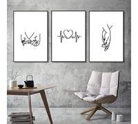 HMXQLW Abstrait Noir Blanc Dessin Au Trait Amour Impression sur Toile Affiche Decoration Murale Tableau Art Toile Peinture Salon Chambre Maison Decoration Murale sans Cadre (B,50X70cm)